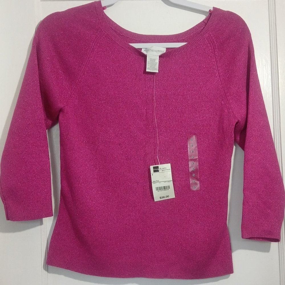 Worthington Fuchsia Crew Neck Sweater NWT
